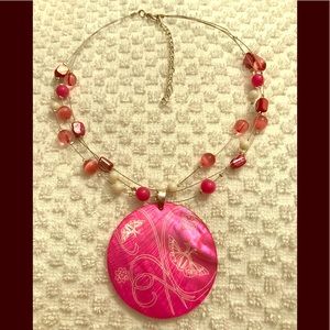 Etched Pink Abalone Necklace
